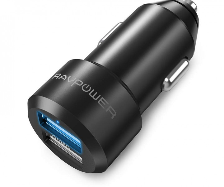 Автомобильная зарядка RAVPower Metal Dual USB Car Charger 24W 4.8A with iSmart 2.0 Charging Tech